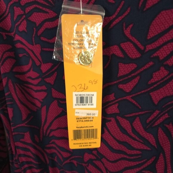 NWT TORY BURCH ETTA DRESS TORY NAVY AZOLLA COMBO A/988 Floral Print LS SMALL - Picture 15 of 15